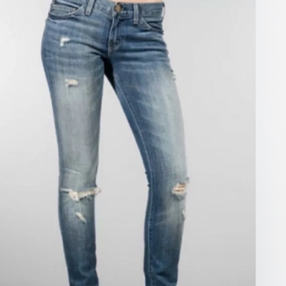 Current/Elliott Denim - Current/Elliott Skinny Washboard Destroy Blue Jean